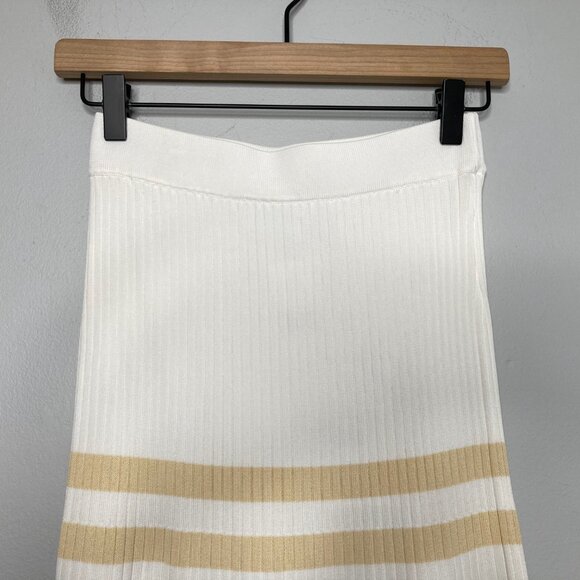 Significant Other Sage Striped Rib Knit Midi Skirt Womens 6 White Cream Beachy - Picture 6 of 11
